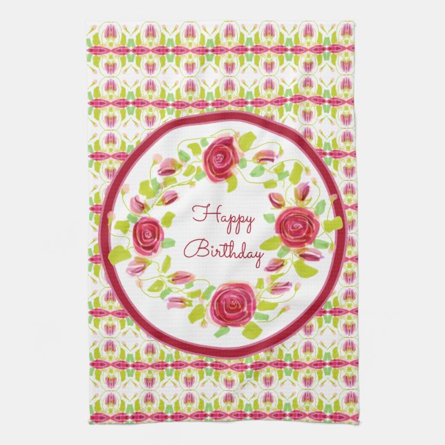 Paño De Cocina Feliz cumpleaños diseñado (Vertical)