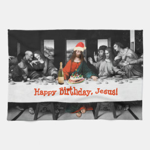 Paño De Cocina ¡Feliz cumpleaños, Jesús! Navidades divertidos