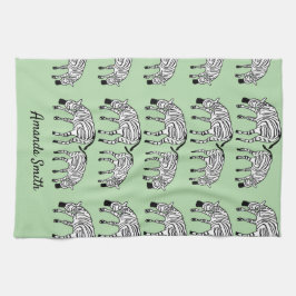 Paño De Cocina Feliz cumpleaños, Naranja, patrón de cebras kenian