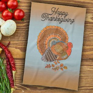 Paño De Cocina Feliz Día de Acción de Gracias Pavo cola desplegad