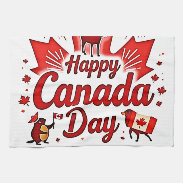 Paño De Cocina ¡Feliz Día de Canadá! (Horizontal)