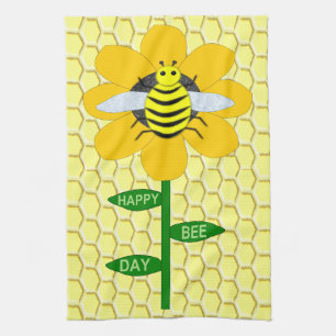 Paño De Cocina Feliz Día de las Abejas Cumpleaños Bumblebee