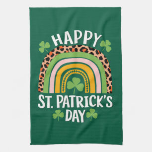 Paño De Cocina Feliz día de San Patricio Trébol de arcoíris 
