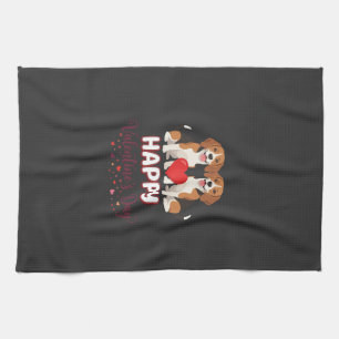 Paño De Cocina Feliz día de San Valentín pareja de Beagle
