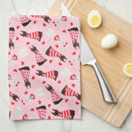 Paño De Cocina Feliz Día de San Valentín Perros Dobermann