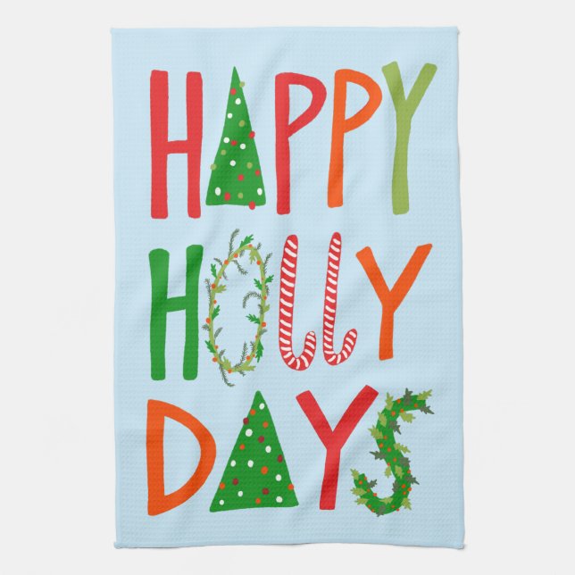 Paño De Cocina FELIZ DÍAS DE SALUD Dulces Navidades de Navidad (Vertical)