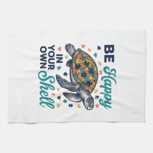 Paño De Cocina Feliz En Tu Propio Diseño De Camiseta De Tortuga_1