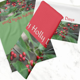 Paño De Cocina Feliz feriado fotográfico de Holly Days Red Berrie