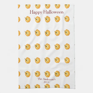 Paño De Cocina Feliz Halloween linda calabaza naranja