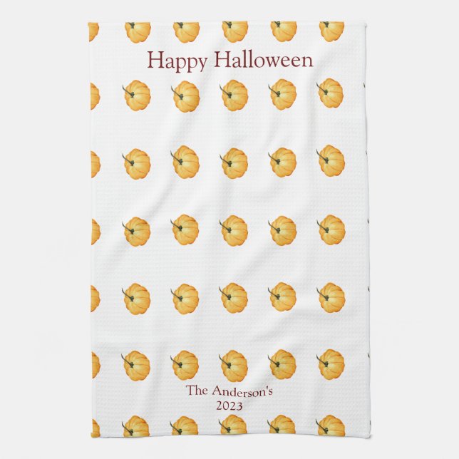 Paño De Cocina Feliz Halloween linda calabaza naranja (Vertical)