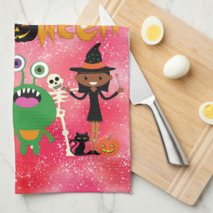 Paño De Cocina Feliz Halloween Niños Divertido y Espeluznante   