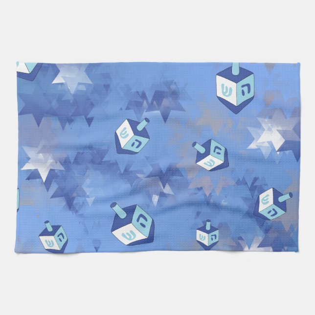 Paño De Cocina Feliz Hanukkah cayendo estrella y sueños (Horizontal)
