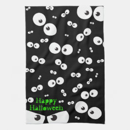 Paño De Cocina Feliz Ilustracion negro de Halloween Spooky Eye Fu