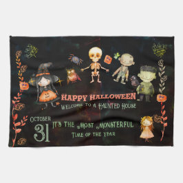 Paño De Cocina Feliz Monstruos de la Cuta de Halloween