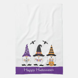 Paño De Cocina Feliz Naranja púrpura de Halloween Gnomes
