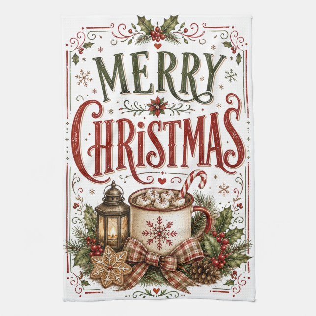 Paño De Cocina Feliz Navidad (Vertical)