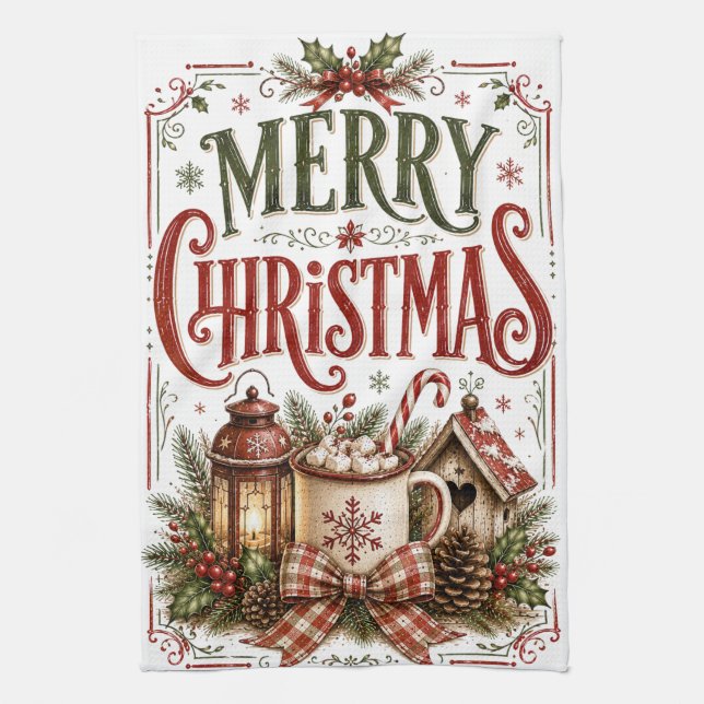 Paño De Cocina Feliz Navidad (Vertical)