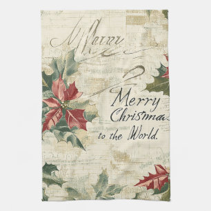 Paño De Cocina Feliz Navidad Al Mundo Holly Vintage