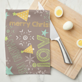 Paño De Cocina Feliz Navidad, alegría, cocina de árboles de Navid