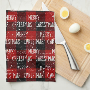 Paño De Cocina Feliz Navidad Árboles Blancos Sobre Cuadro de Búfa
