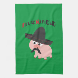 Paño De Cocina ¡Feliz Navidad! Cerdo