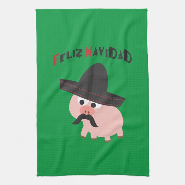 Paño De Cocina ¡Feliz Navidad! Cerdo (Vertical)