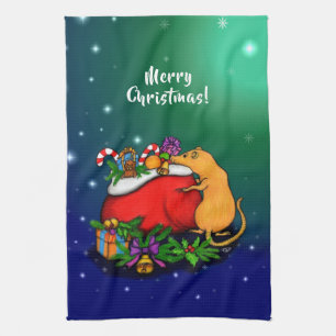 Paño De Cocina Feliz Navidad con el príncipe rata