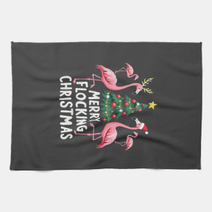 Paño De Cocina Feliz Navidad con Flamencos Navideños