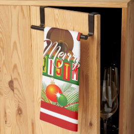 Paño De Cocina Feliz Navidad con instrumentos musicales