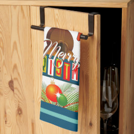 Paño De Cocina Feliz Navidad con instrumentos musicales
