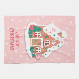Paño De Cocina Feliz Navidad Cute Rosa Snoweather Gingerbread Hou