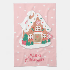 Paño De Cocina Feliz Navidad Cute Rosa Snoweather Gingerbread Hou