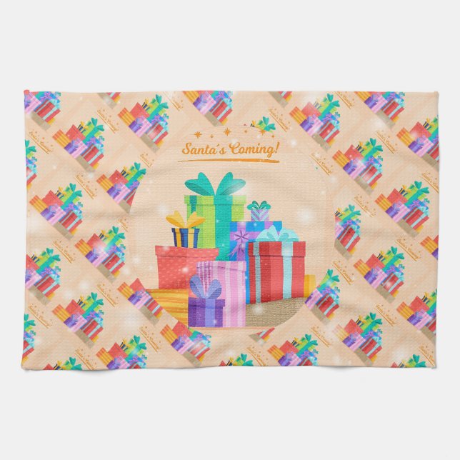 Paño De Cocina Feliz Navidad Feliz mejor regalo (Horizontal)