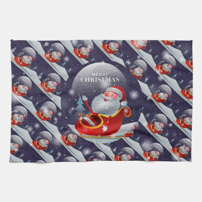 Paño De Cocina Feliz Navidad Feliz mejor regalo (Horizontal)