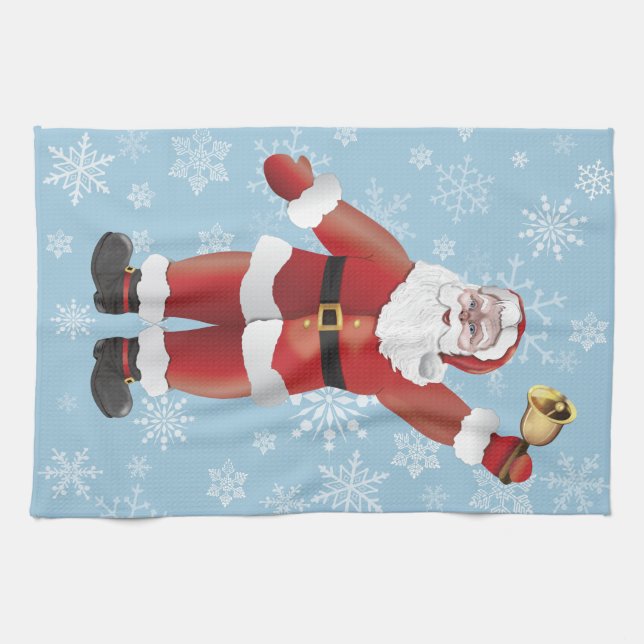 Paño De Cocina Feliz Navidad Funny Personalizado de Santa Claus (Horizontal)