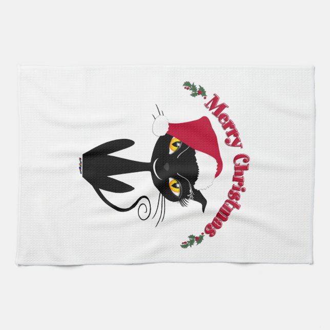 Paño De Cocina Feliz Navidad Gatito (Horizontal)