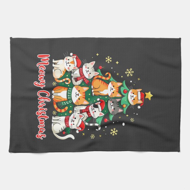 Paño De Cocina Feliz Navidad Graciosa Navidad Catmas Kitten Xmas  (Horizontal)