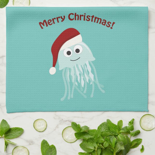 Paño De Cocina Feliz Navidad! Jellyfish (Doblado)