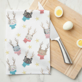 Paño De Cocina 'Feliz Navidad Meowy' Gatos Navideños con Patrón d