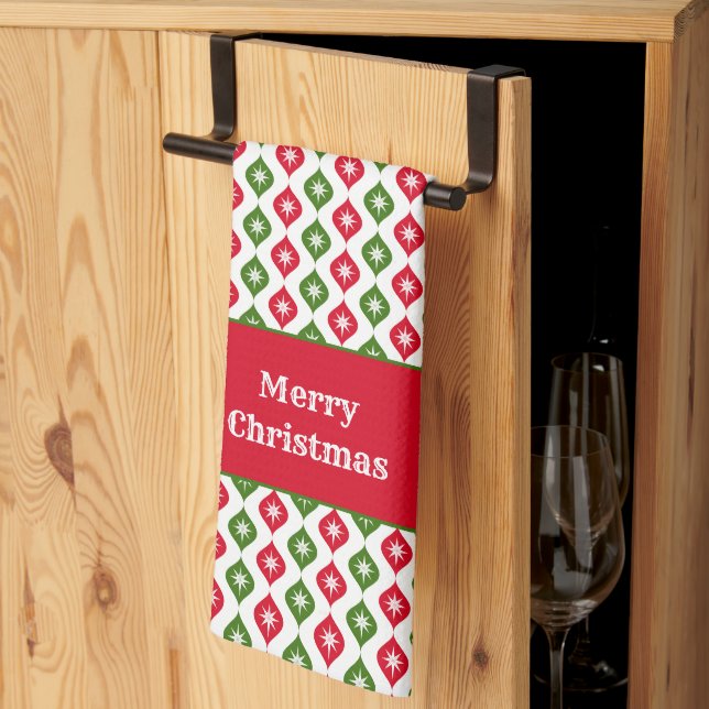 Paño De Cocina Feliz Navidad Mid Century Ornamento de Estrella Mo (Pliegue de tercios)