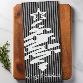 Paño De Cocina Feliz Navidad moderna banda negra personalizada