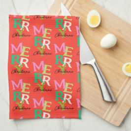 Paño De Cocina Feliz Navidad Moderno Brillante Fiesta