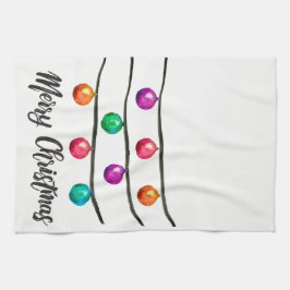 Paño De Cocina Feliz Navidad, ornamento acuarela