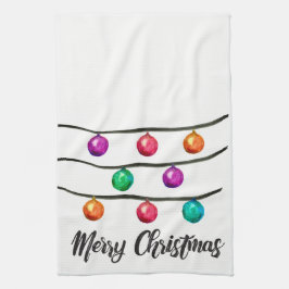 Paño De Cocina Feliz Navidad, ornamento acuarela