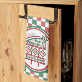 Paño De Cocina Feliz Navidad Retro Marquee - Alegría al mundo