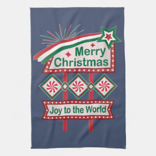 Paño De Cocina Feliz Navidad Retro Marquee - Alegría al mundo