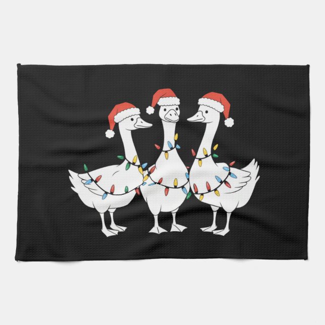 Paño De Cocina Feliz Navidad Santa Hat Duck navideños navideños (Horizontal)