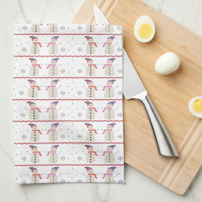 Paño De Cocina Feliz Navidad Snowman Pattern (Doblado Cuarto)