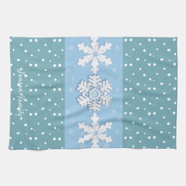 Paño De Cocina Feliz Navidad y Feliz Año Nuevo Nieve Rusa (Horizontal)