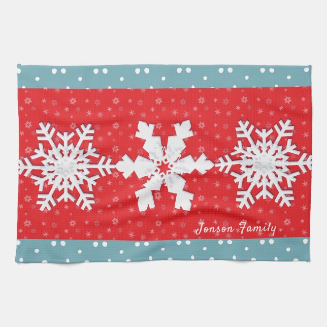 Paño De Cocina Feliz Navidad y Feliz Año Nuevo Nieve Rusa (Horizontal)